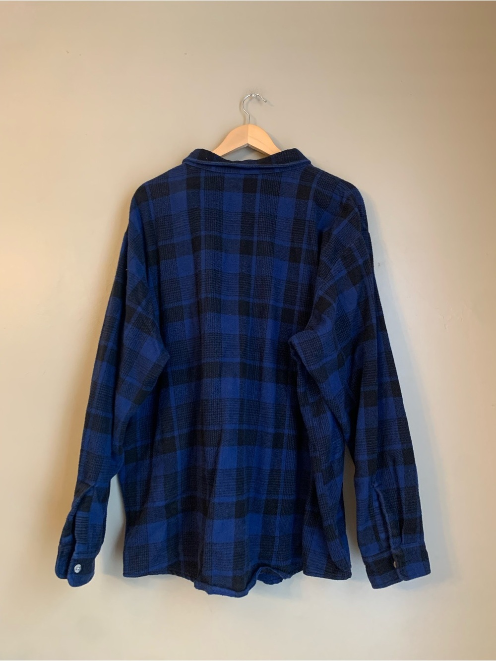 Vintage OshKosh Flannel Shirt Mens Blue Black Plaid Button Up 90s Heavyweight - Picture 5 of 6